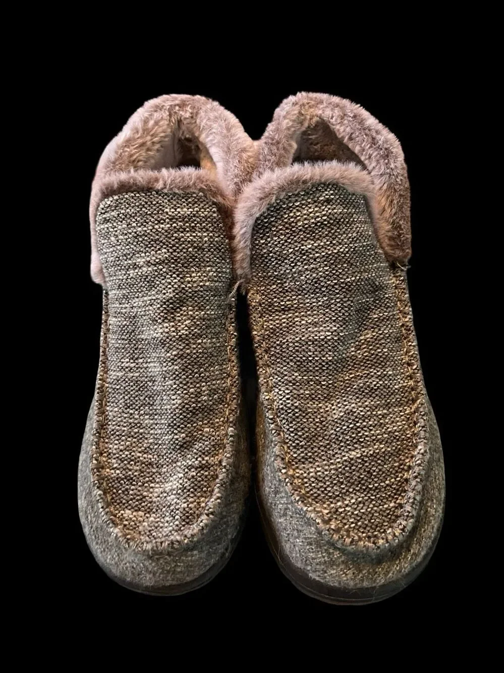 Hey Dude Women's Black Gray Knit Faux Fur Denny Sleet Ankle Boots Size 9